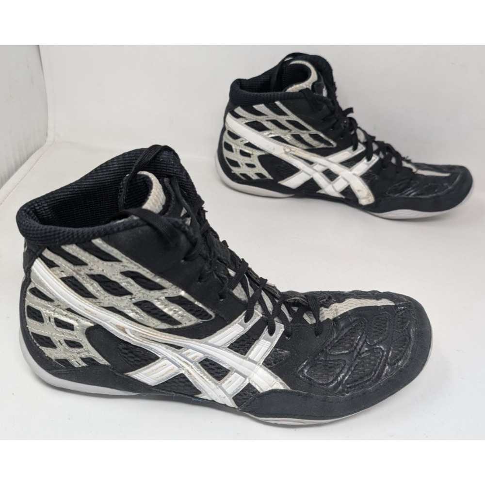 Asics Split Second Men's Size 10 Black White Silver Wrestling Shoes J203Y